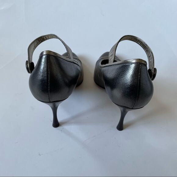 Coach Lauryn Mary Jane Heels Made in Italy Silver Pewter Metallic New 10 - Picture 9 of 14